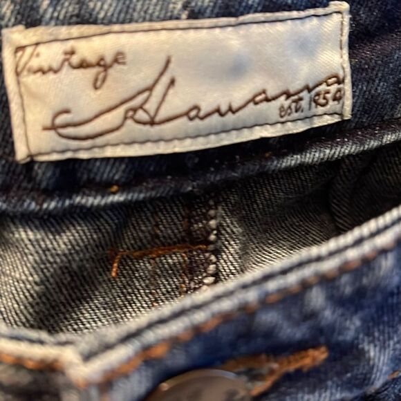 Vintage Havana distressed mini skirt button fly denim jean blue 4 26 S - Picture 11 of 11